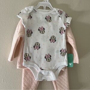 Pink and White Minnie Mouse Baby Outfit